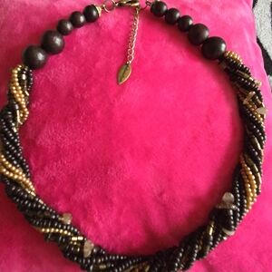 Elegant Black and Gold Beaded Necklace